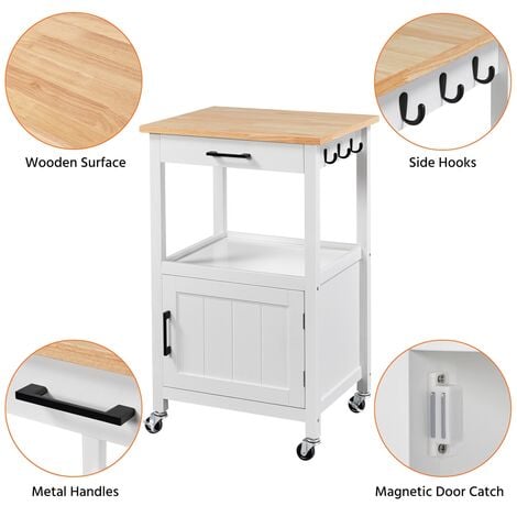 Yaheetech Multifunctional Kitchen Trolley Wood Utility Storage