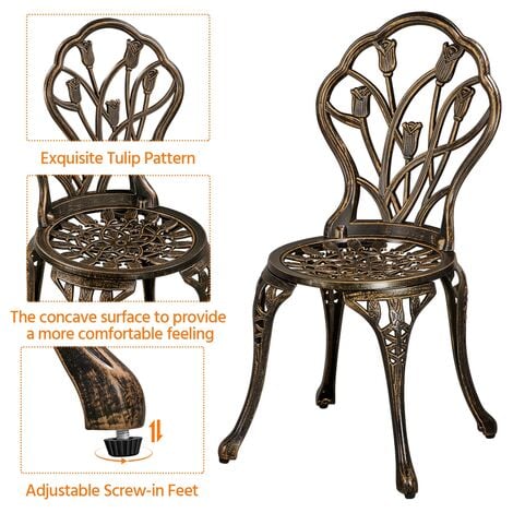 Yaheetech 3 Piece Patio Bistro Table Set with Umbrella Hole Aluminium Table Set, Bronze