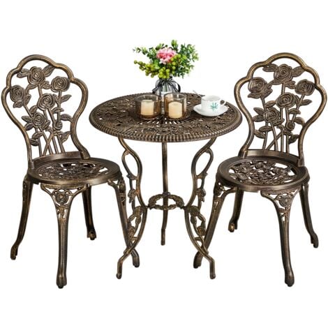 Yaheetech Garden Patio Furniture Set Aluminum Dining Table and Chairs - bronze