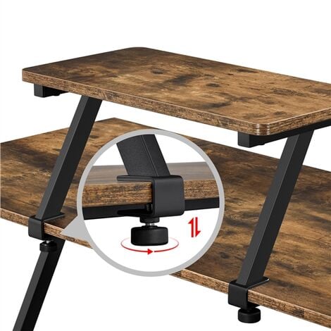 Yaheetech L-Shaped Computer Desk with Monitor Stand Computer Corner Desk for Gaming/Writing/Home Office Rustic Brown