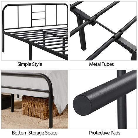 Yaheetech 4ft6 Double Metal Bed Frame Iron Bed Foundation，Black