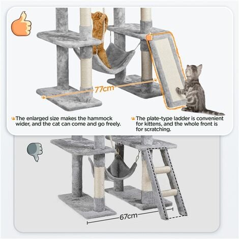 Yaheetech 63in Tall Cat Tree Large Cat Tower, Light Gray