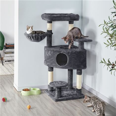 Yaheetech 46in Cat Tree Big Plush Cat Condo, Dark Grey