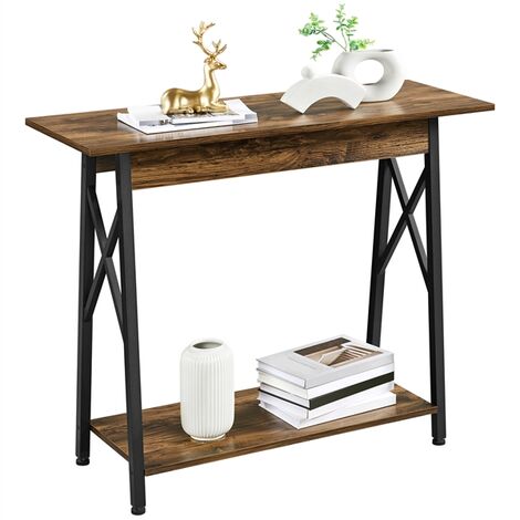 Yaheetech Console Table Industrial, Narrow Entryway Console Table Steel
