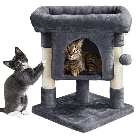 Basic Cat Tree Condo 59cm Spicious Cat House Small Cat Tree w/Perches/Durable Sisal Scratching Post Cat Towers for Indoor Cats, Dark Grey
