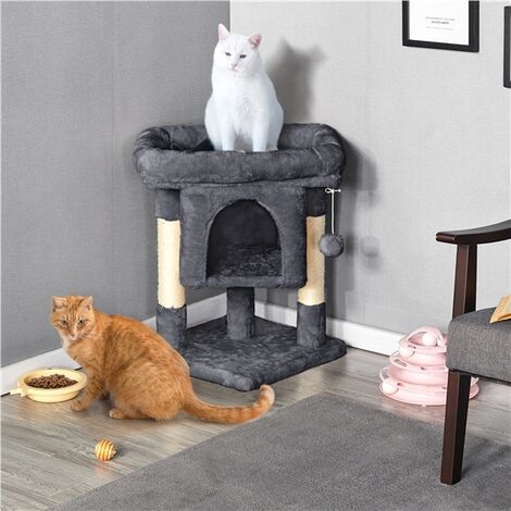 Yaheetech 23.5" 2-Level Cat Tree, Dark Gray