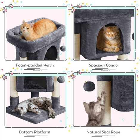 Yaheetech 23.5" 2-Level Cat Tree, Dark Gray