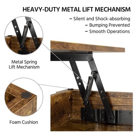Yaheetech Lift Up Top Coffee Table for Living Room Furniture, Rustic Brown