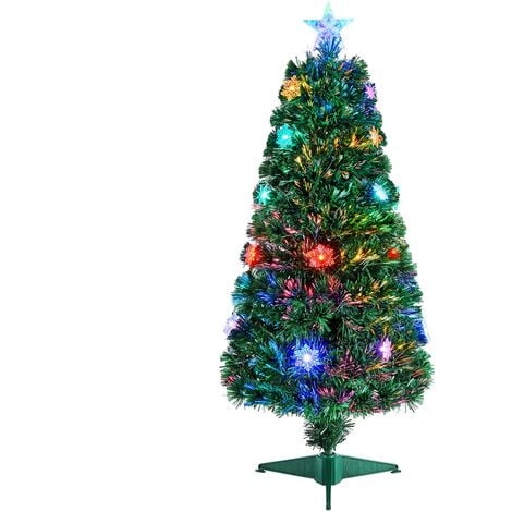 4Ft Fibre Optic Tabletop Artificial Christmas Tree with Multicolor Snow Flake Lights,Green