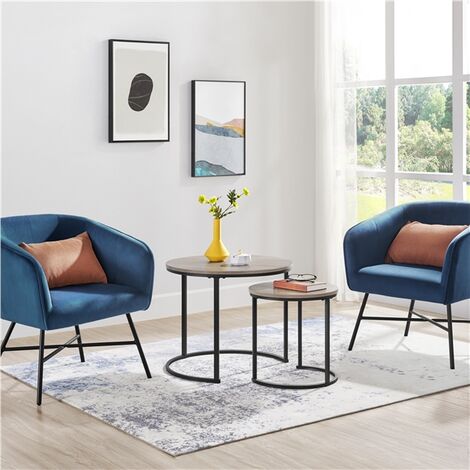 Yaheetech Nesting Coffee Table Set Round Coffee Table for Living Room, Gray