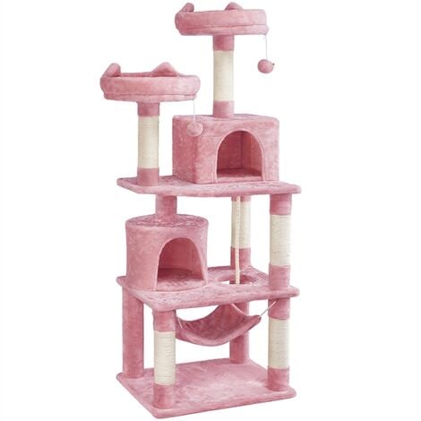 Yaheetech 158cm Height Multi Level Cat Tree Cat Tower Kitten Condo for Medium/Large Cats - pink