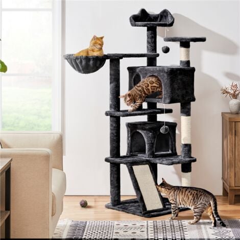 Yaheetech 55"H Cat Tree Tower Kitten Tree for Kittens/Small Cats, Black