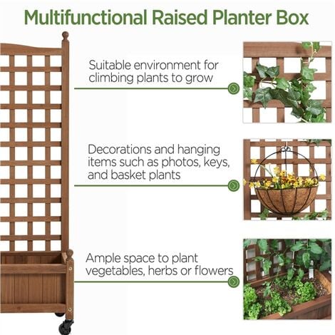 Yaheetech 50" H Raised Garden Bed with Trellis planter Box Dark Brown