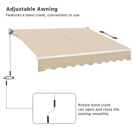 Yaheetech 2.5x2m Patio Retractable Awning Outdoor Sun Shade,Beige