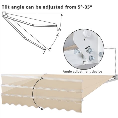 Yaheetech 2.5x2m Patio Retractable Awning Outdoor Sun Shade,Beige