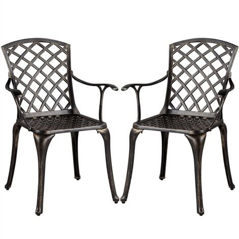 Garden Chairs Yaheetech 2pcs Patio Dining Chairs, Cast Aluminium Chairs