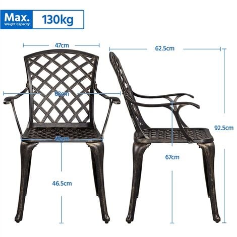 Garden Chairs Yaheetech 2pcs Patio Dining Chairs, Cast Aluminium Chairs