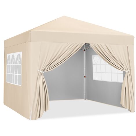 Yaheetech 3x3m Pop Up Canopy Tent with 4 Sidewalls Adjustable Canopy with Roller Bag & Sandbags, Beige