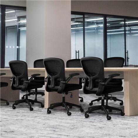 Yaheetech Ergonomic Office Chair Adjustable Mesh Chair with Flip-Up Armrests Black