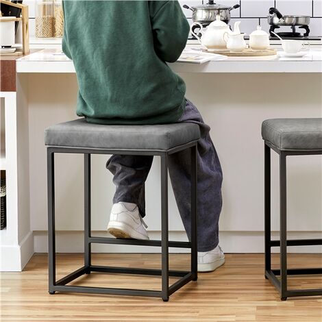 Yaheetech 2pcs Bar Stools Counter Backless Stool for Kitchen Dining Room Gray