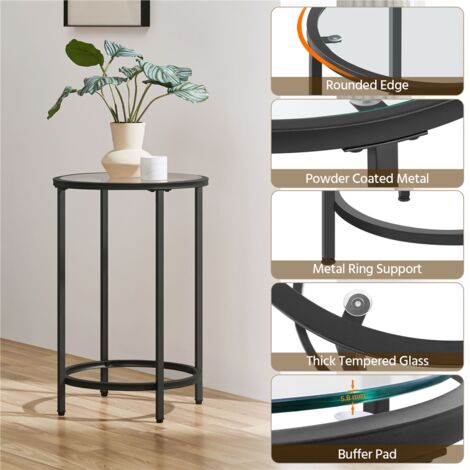 Yaheetech Round Accent Table Side Sofa Table, Black