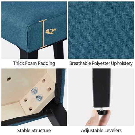 Yaheetech 4pcs Dining Chairs Fabric Upholstered Dining Chairs, Blue