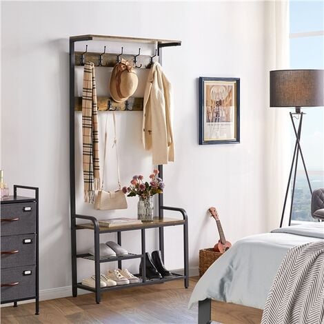 Yaheetech 72inch Height Multifunctional Hall Tree Entryway Coat Rack, Rustic Brown