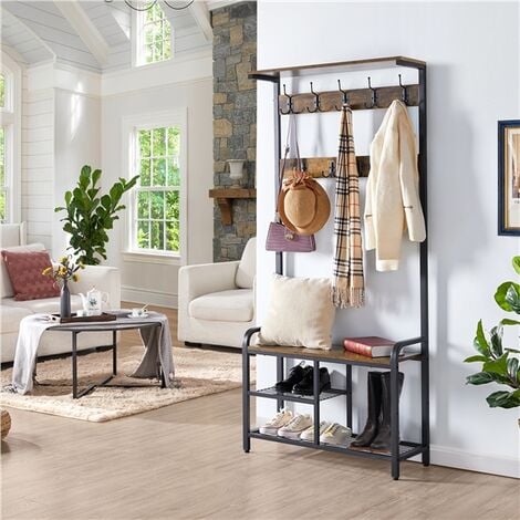 Yaheetech 72inch Height Multifunctional Hall Tree Entryway Coat Rack, Rustic Brown