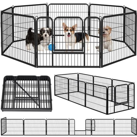 Yaheetech Dog Playpen Metal Pet Playpen (8 Panels), Black