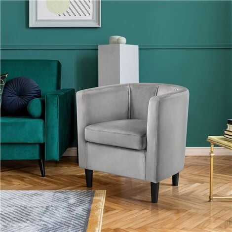 Yaheetech Barrel-shaped Chair Accent Arm Chair, Gray
