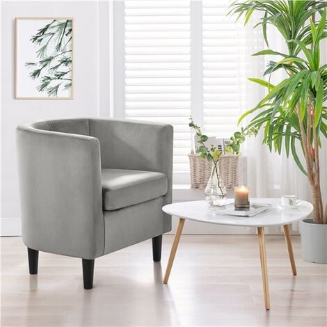 Yaheetech Barrel-shaped Chair Accent Arm Chair, Gray