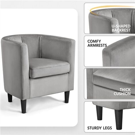 Yaheetech Barrel-shaped Chair Accent Arm Chair, Gray
