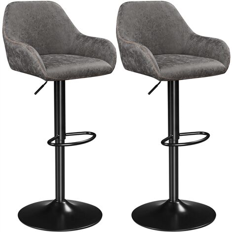 Yaheetech 2Pcs Vintage Swivel Bar Stools, Gray