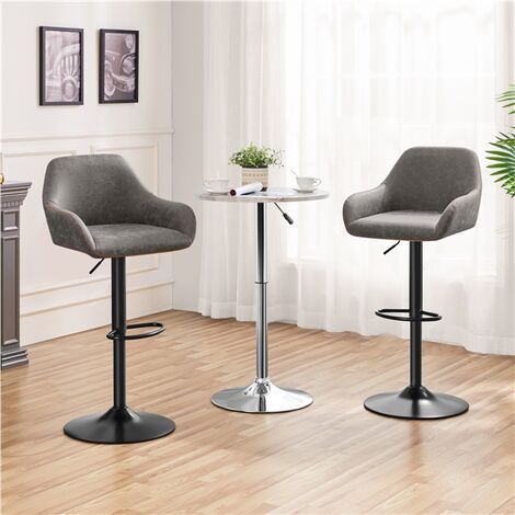 Yaheetech 2Pcs Vintage Swivel Bar Stools, Gray