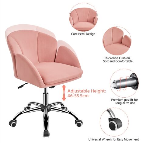 Yaheetech Rolling Desk Chair Office Chair for Home/Office, Pink