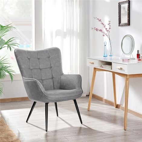 Yaheetech Accent Chair Modern Faux Leather Arm Chair, W73 x D79.5 x H98cm, Gray