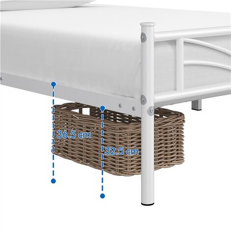 Yaheetech 3ft Single Metal Bed Frame with Cloud-inspired Design Headboard and Metal Bed Slats, White