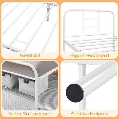 Yaheetech 3ft Single Metal Bed Frame Iron Bed Foundation，White
