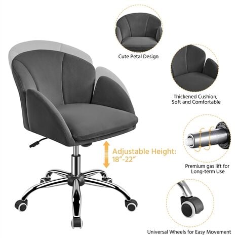 Yaheetech Rolling Desk Chair Office Chair for Home/Office, Dark Gray