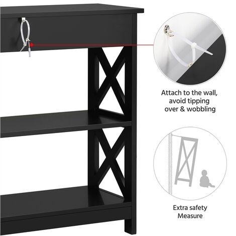 Yaheetech 3-Tier Console Table  Entryway Table, Black
