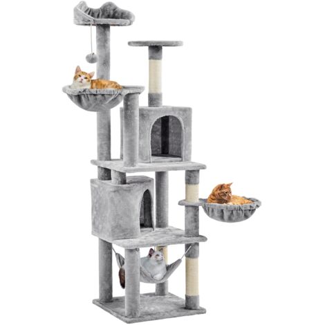 Yaheetech Cat Tree, Multilevel Cat Towers With Double Cat Condo, Light Gray