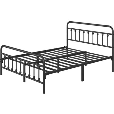 Yaheetech 5ft King Size Metal Bed Frame Iron Platform Bed with High Headboard and Footboard, Black