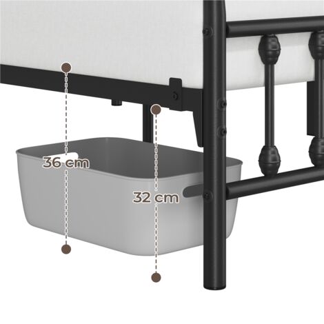 Yaheetech 5ft King Size Metal Bed Frame Iron Platform Bed with High Headboard and Footboard, Black
