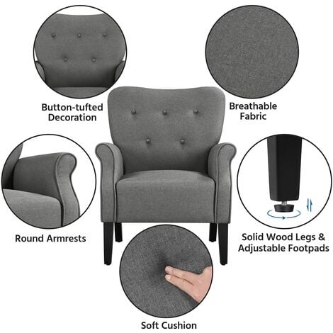 Yaheetech Accent Armchair Mid-century Modern Accent Chair,Dark Gray