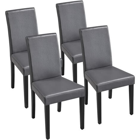 Yaheetech 4pcs Leather Dining Chairs Padded Kitchen Chairs - Dark Gray