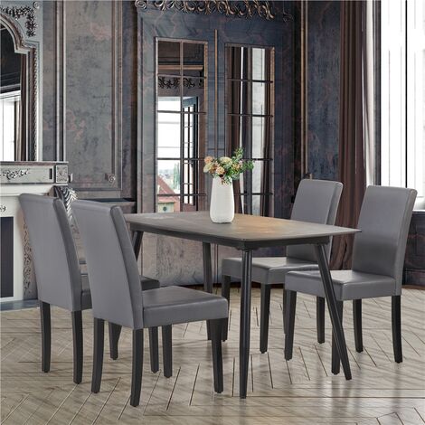 Yaheetech 4pcs Leather Dining Chairs Padded Kitchen Chairs - Dark Gray