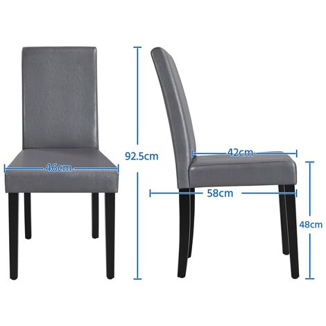 Yaheetech 4pcs Leather Dining Chairs Padded Kitchen Chairs - Dark Gray