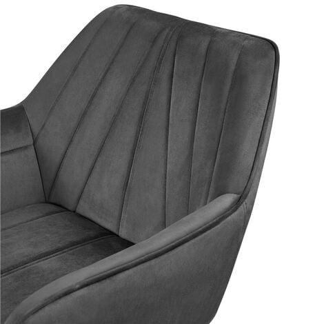 Yaheetech Velvet Tufted Accent Chair Armchair, Dark Gray