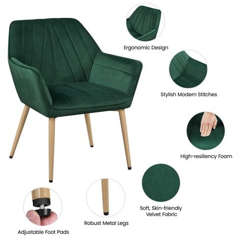 Yaheetech Velvet Tufted Accent Chair Armchair, Green