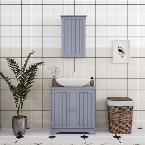 Yaheetech Under Sink Bathroom Storage Cabinet,60x30x60cm, Gray